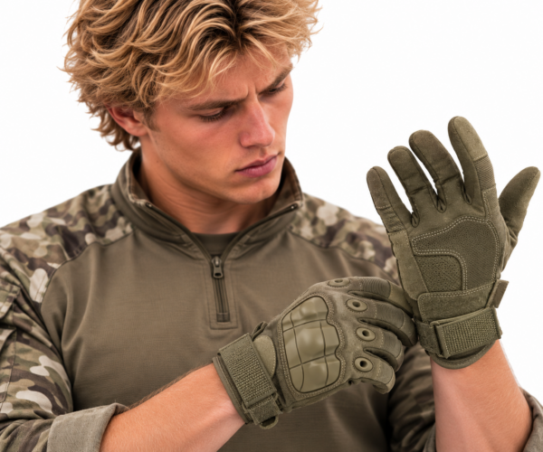 Taktik Eldivenlerini İnceleyen Askeri Model Taktik Combat FlexShield 511 Model Motosiklet Operasyon Outdoor Sport Korumalı Tam Uzun Eldiven - Haki